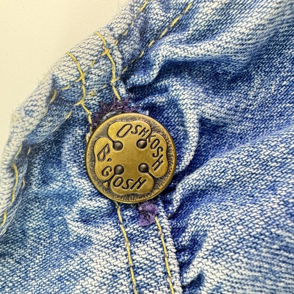 Oshkosh B'Gosh Vintage Infant Girls Light Wash Denim Baggy Overalls Jeans 18 Mon